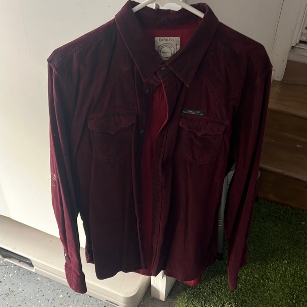 Diesel Burgundy Button-Up Shirt